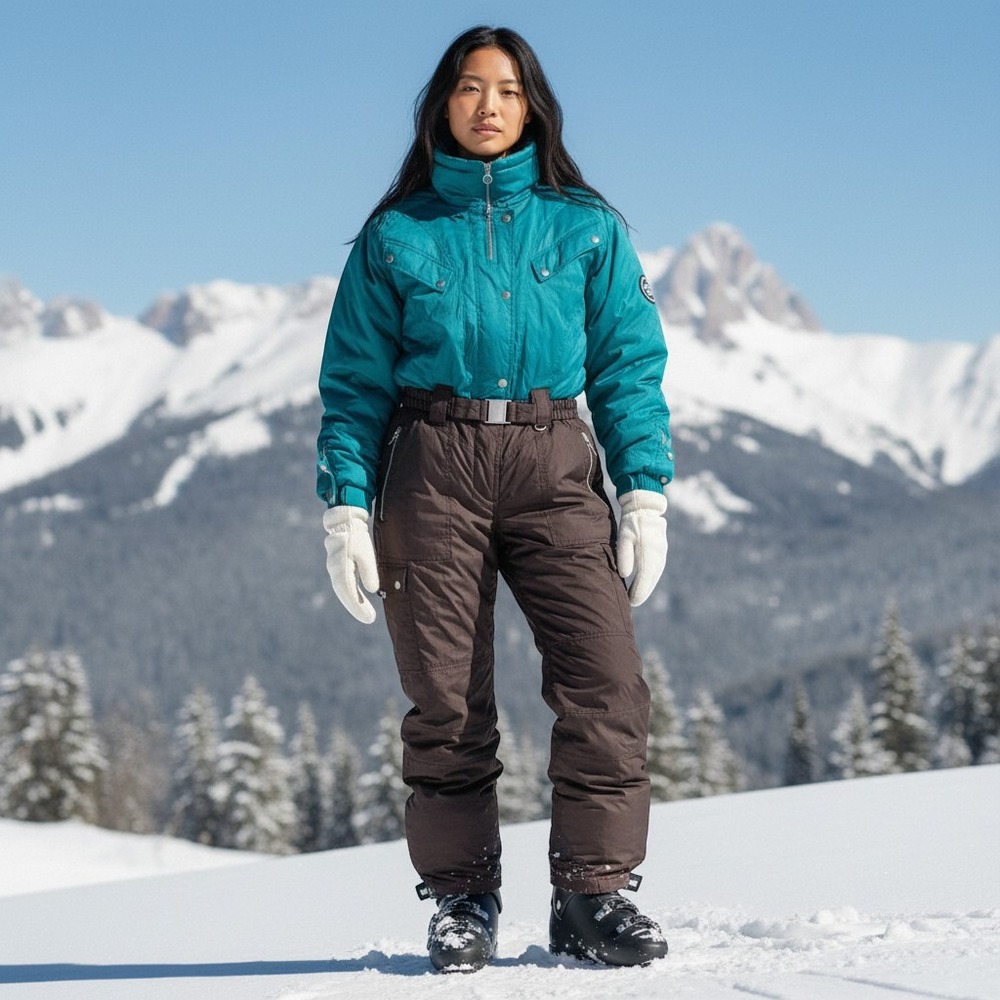 Vintage Inside Edge Womens L Ski Suit Jumpsuit Teal Purple Retro 90s Snowsuit